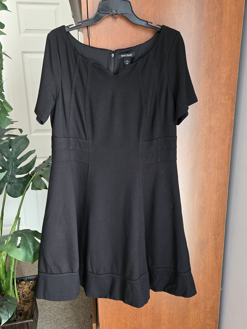 White House Black Market Black Short Sleeve Fit-and-Flare Mini Dress